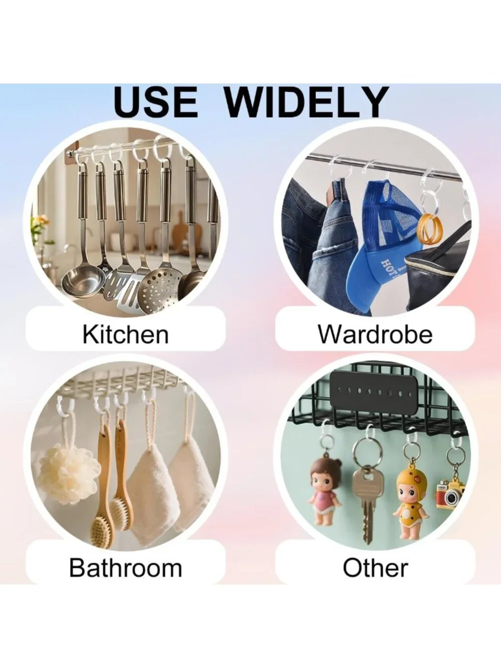 144 PCS Clear Shower Curtain Hooks - Rust-Proof O-Rings, Smooth Glide, Easy